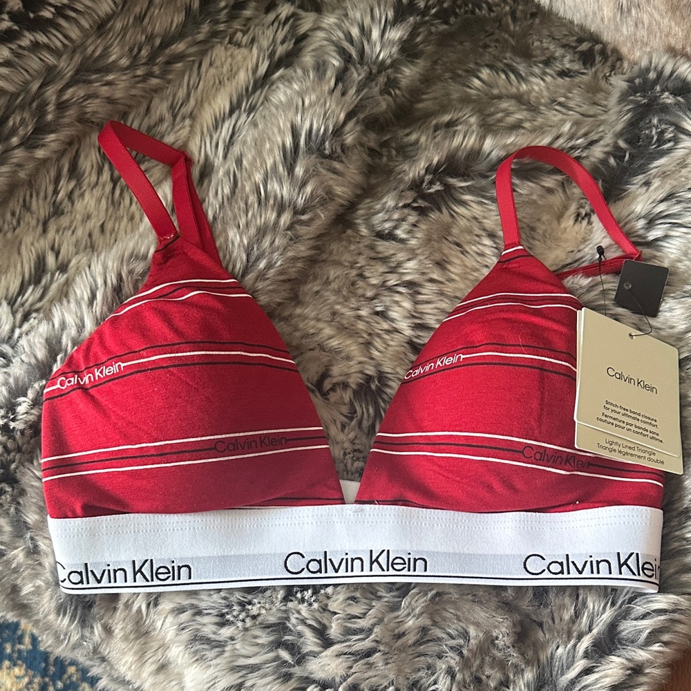 Calvin Klein Red and White Bralette